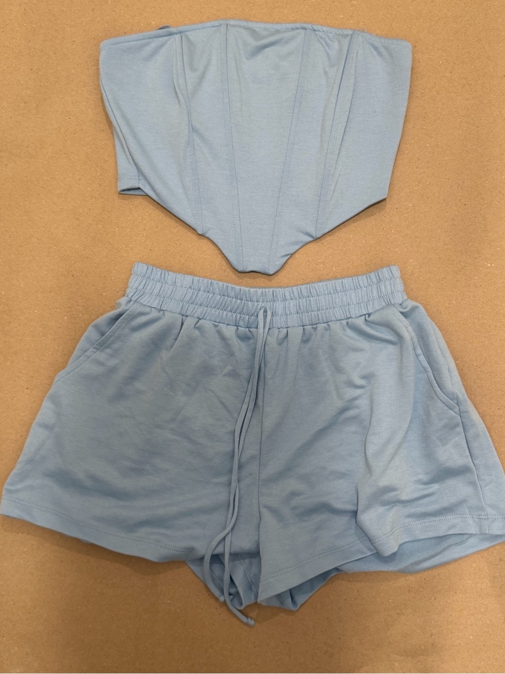 Julia by Love J Light Blue Corset Top & Shorts Set Small